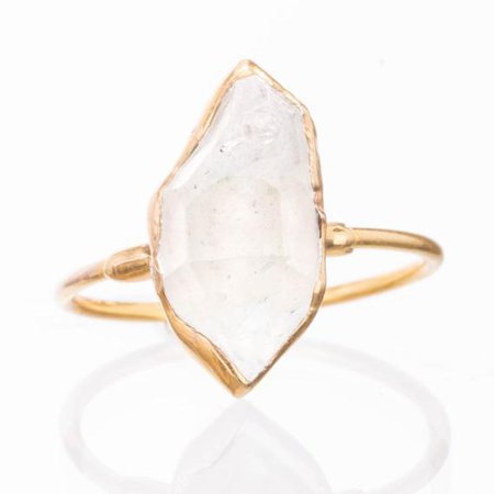 Large Gold Raw Herkimer Diamond Ring for Women Engagement | Etsy