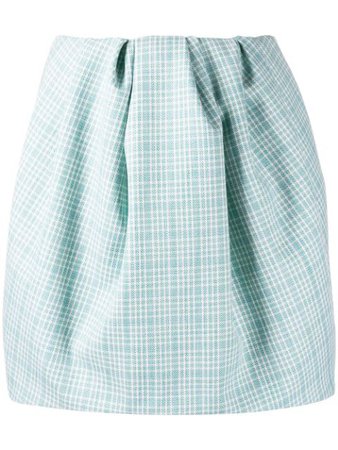 Nina Ricci Checked Puff Mini Skirt 20PCJU004WV0271M1320 Blue | Farfetch