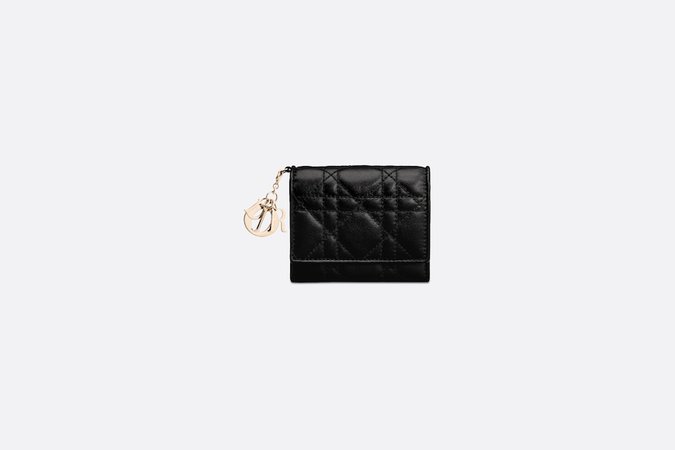 Lady Dior Lotus Wallet Black Cannage Lambskin | DIOR