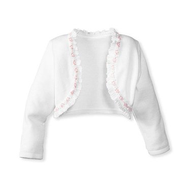 Flower Girls Bolero Sweater - White & Pink Bolero Sweater