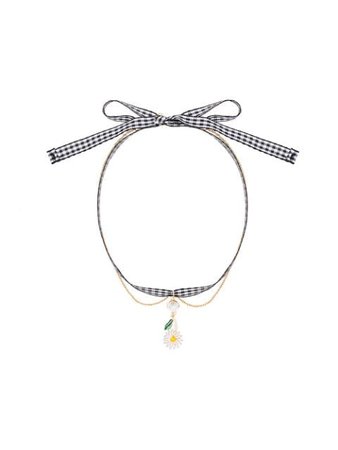 Miu Miu Multicolour Gingham Daisy Charm Crystal Necklace $395 - Buy Online - Mobile Friendly, Fast Delivery, Price