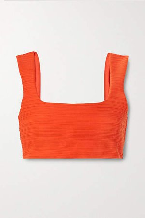Raina Ribbed Bikini Top - Bright orange