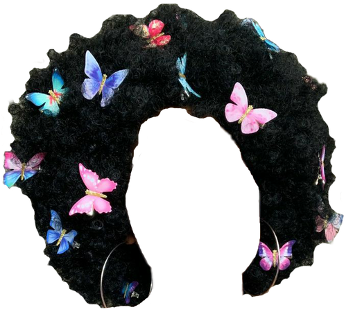 Black afro with butterfly clips
