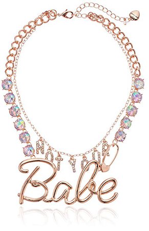 Amazon.com: Betsey Johnson Women's Not Your Babe Frontal Necklace, Crystal: Clothing