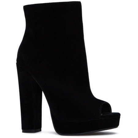 Black Suede Open Toe Ankle Boots