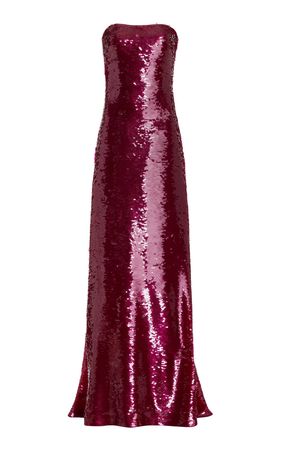 Sequined Strapless Column Gown By Monique Lhuillier | Moda Operandi
