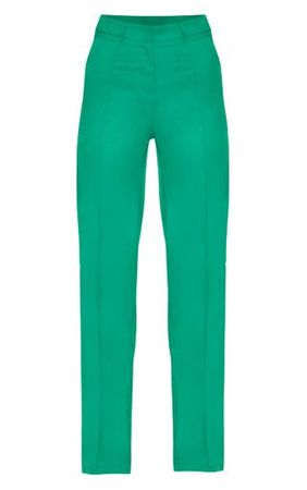 Green High Waisted Straight Leg Trousers | PrettyLittleThing
