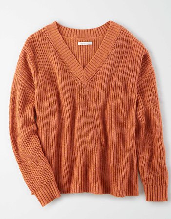 AE V-Neck Oversized Sweater rust