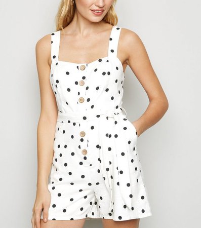 White Spot Button Front Playsuit | New Look