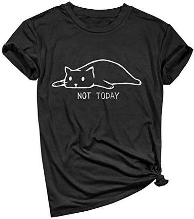 YITAN Women Not Today Cat Cute Graphic Tee Shirts(Gift Ideas) at Amazon Women’s Clothing store