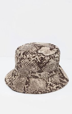 Natural Snake Print Bucket Hat | Accessories | PrettyLittleThing