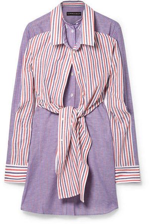 Layered Striped Cotton And Linen-blend Mini Dress