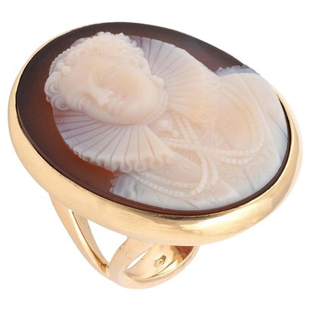 19th Century Large Queen Elizabeth I Cameo Agate Ring For Sale at 1stDibs
