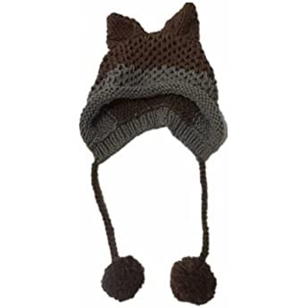 Brown knit cat ear hat