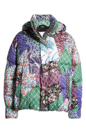 Avec Les Filles Patchwork Quilted Hooded Puffer Coat | Nordstrom
