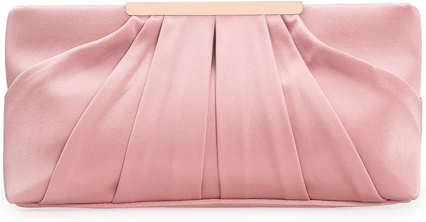CHARMING TAILOR Clutch Evening Bag Elegant Pleated Satin Formal Handbag Simple Classy Purse for Women (Dusty Rose): Handbags: Amazon.com