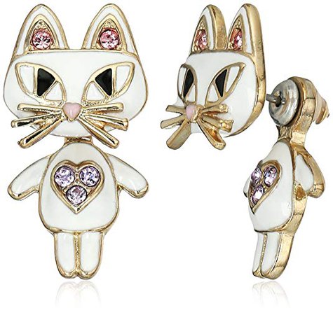 Betsey Johnson "Mini Critters" Cat Earrings Jacket: Jewelry