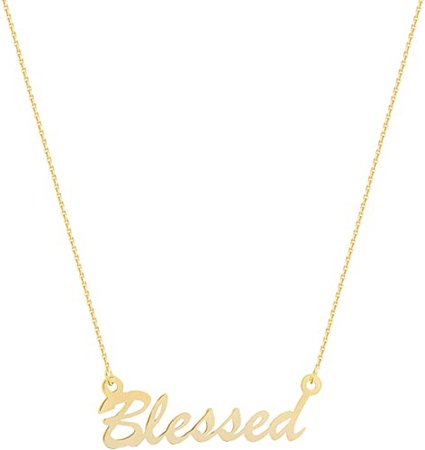 Amazon.com: Blessed Necklace 14k Yellow Gold with Adjustable Length Chain : Clothing, Shoes & Jewelry