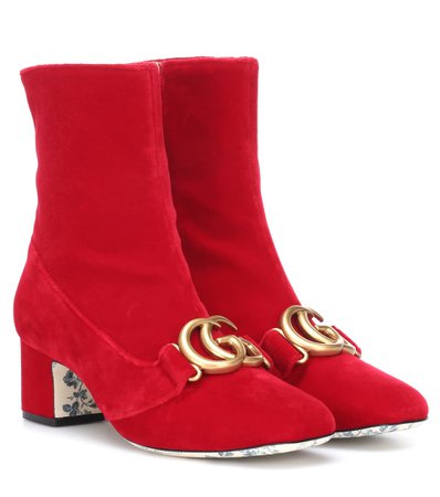 Embellished Velvet Ankle Boots - Gucci | mytheresa.com