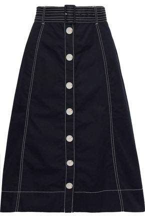 Mayaly Flared Belted Cotton-twill Skirt
