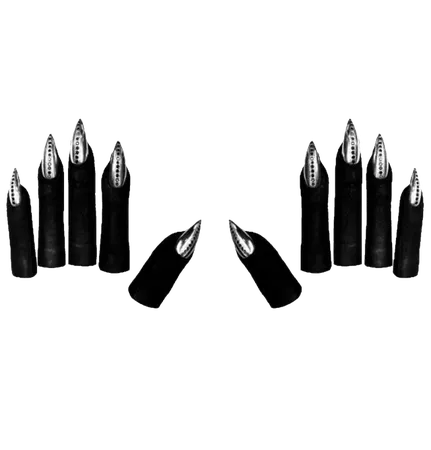 Leather metallic nail gloves PNG