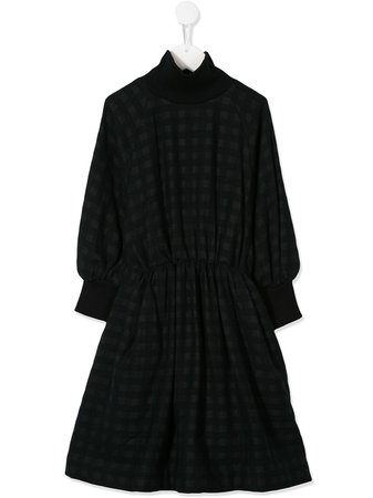 Shop black UNLABEL ruched waist turtle neck checked dress with Express Delivery - Farfetch