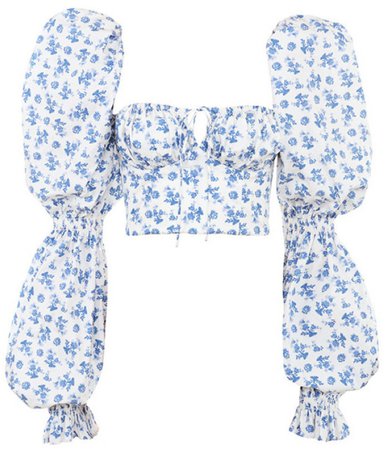 HOUSE OF CB MILLICENT  BLUE PRINT CROPPED CORSET TOP