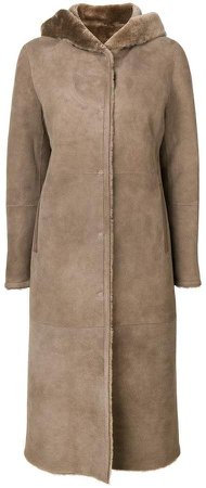 Liska hooded shearling coat