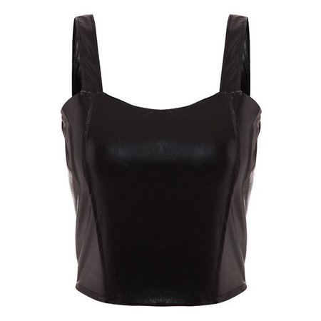 Faux Leather Zip Back Wide Strap Top