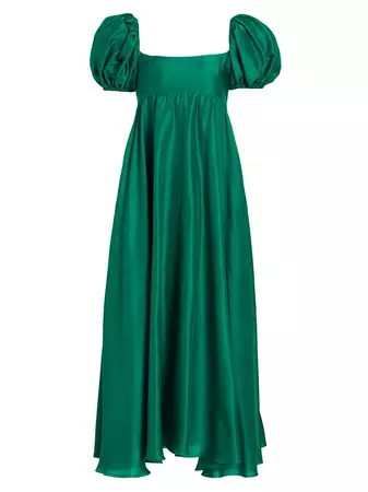 Shop Azeeza Rory Silk Puff-Sleeve Maxi Dress | Saks Fifth Avenue