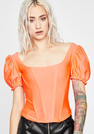 Neon Orange Corset Blouse | Dolls Kill