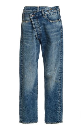 Crossover Distressed Low-Rise Wide-Leg Jeans By R13 | Moda Operandi