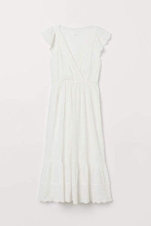 Cotton Dress with Embroidery - White
