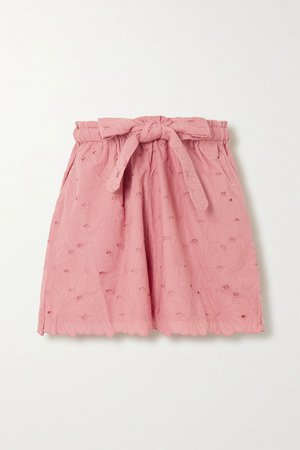 Pink Wilma Butfiet belted broderie anglaise cotton shorts | Innika Choo | NET-A-PORTER
