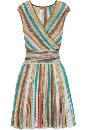 Missoni | Wrap-effect striped metallic crochet-knit mini dress | NET-A-PORTER.COM