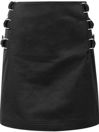 Silk-twill Trimmed Cotton-twill Mini Skirt - Black
