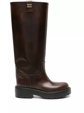 Miu Miu Fumé knee-high Leather Boots - Farfetch