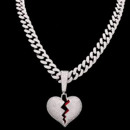 BROKEN HEART Iced Pendant Chain Necklace – SAINTCHiC