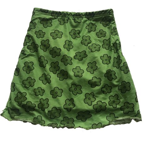green floral skirt