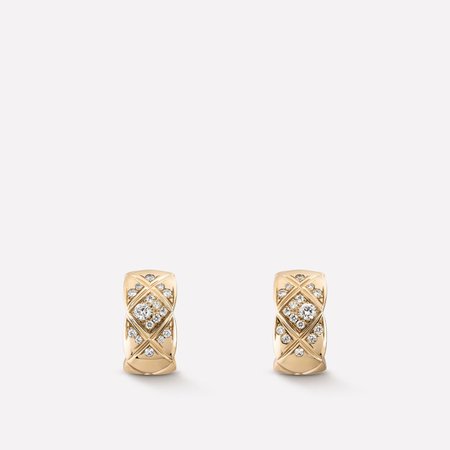 Coco Crush earrings - Quilted motif earrings in 18K BEIGE GOLD and diamonds - J11755 - CHANEL