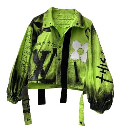 [undeadjoyf] neon green and black punk jacket