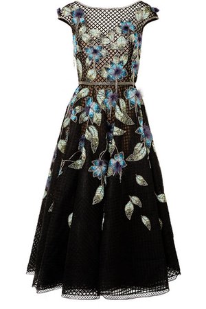 Marchesa | Feather-trimmed embellished tulle and lace gown | NET-A-PORTER.COM