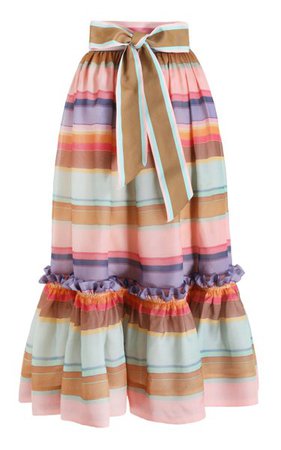 The Lovestruck Rainbow Silk Stripe Skirt By Zimmermann | Moda Operandi