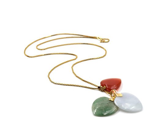 Jade Heart 18k Gold Box Chain Necklace