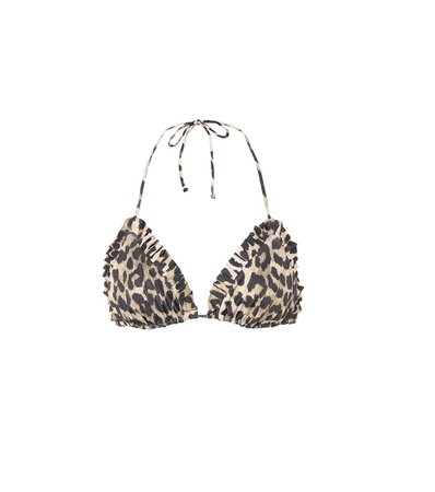 Ganni - Leopard print bikini top | Mytheresa