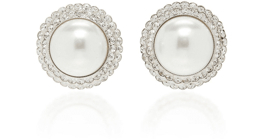 Alessandra Rich Women's White Pearl And Crystal Stud Earrings
