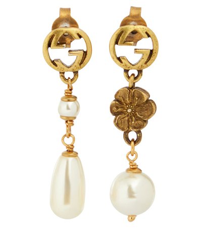 Gucci - GG earrings with faux pearls | Mytheresa