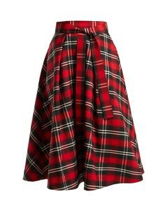 MSGM  A-line tartan-twill skirt