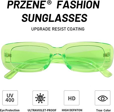 Amazon.com: Przene Retro Rectangle Sunglasses Vintage Small Square Sunglasses UV Protection Glasse For Women/Men. (Standard, Green) : Clothing, Shoes & Jewelry