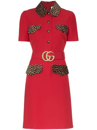 Gucci Kurzes Kleid Mit Leopardendetails - Farfetch